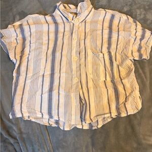 Aeropostale Women’s Blue and White Striped Casual Shirt